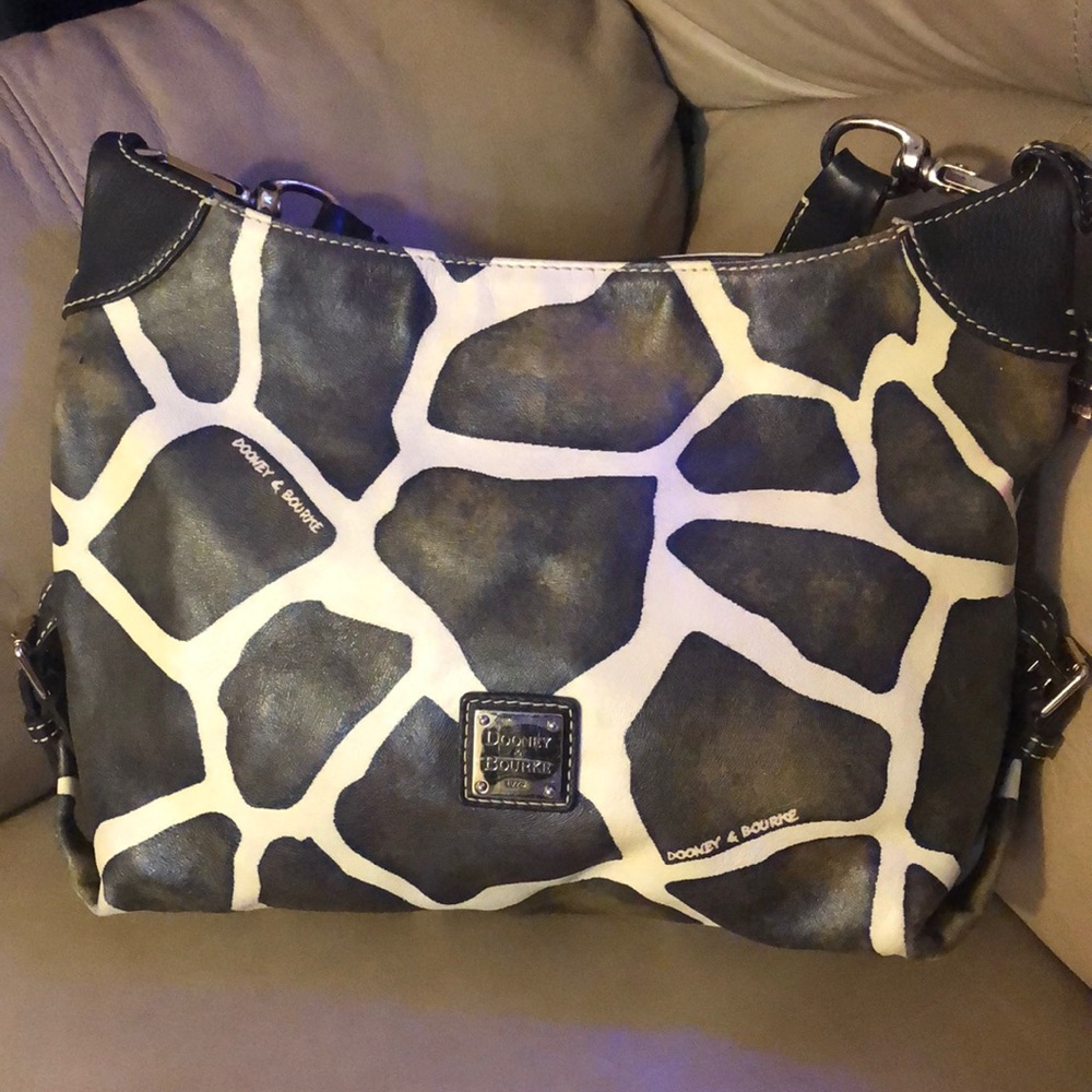 Printed leather shoulder bag